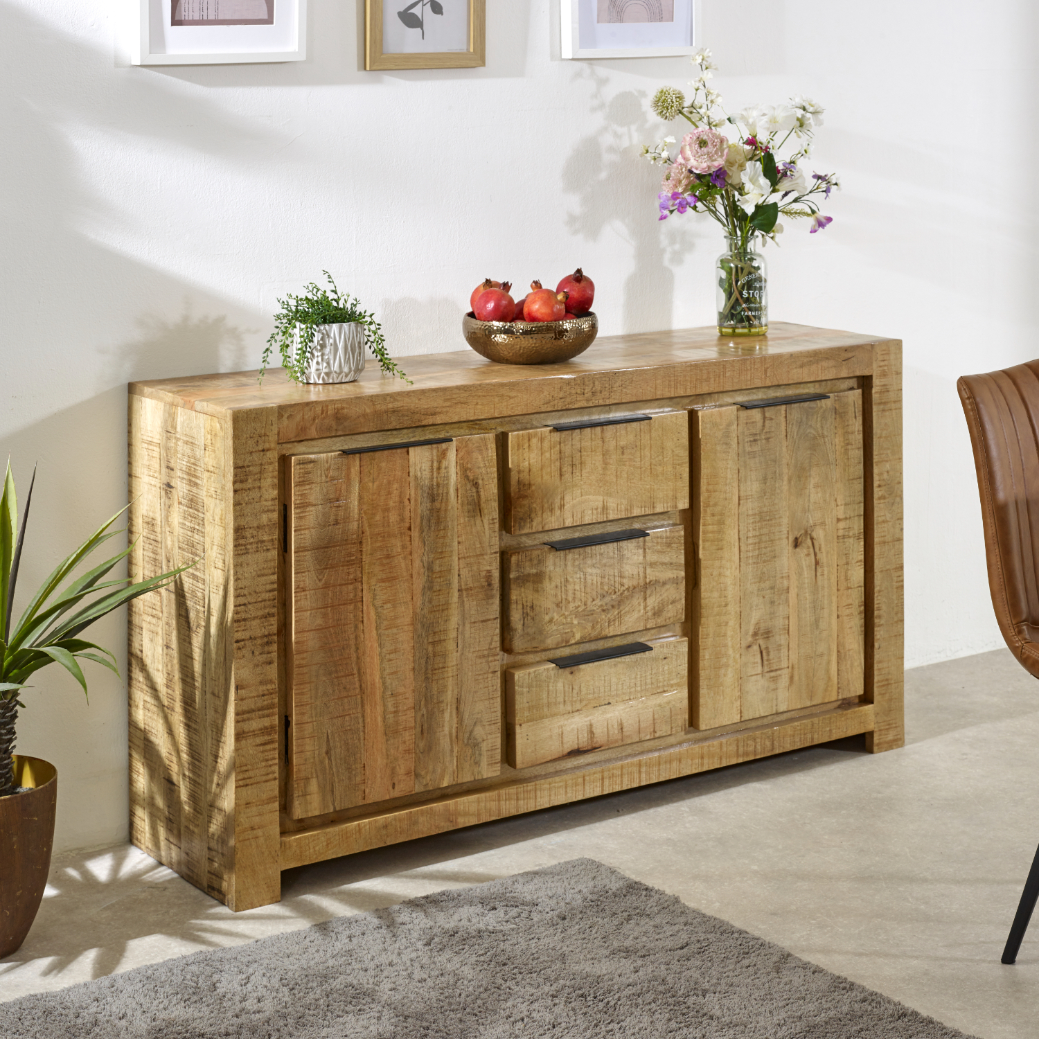 Surrey Solid Wood Large Sideboard 2 Door 3 Drawer - Image 9