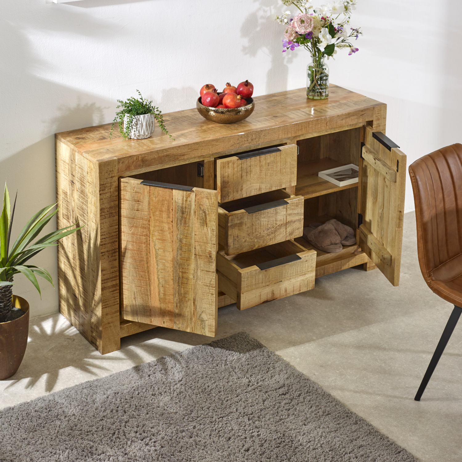 Surrey Solid Wood Large Sideboard 2 Door 3 Drawer - Image 4
