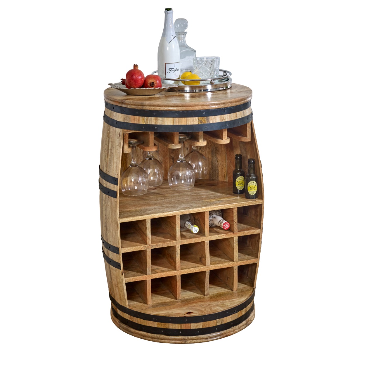 Surrey Solid Dark Wood Barrel Wine Sideboard - Image 2