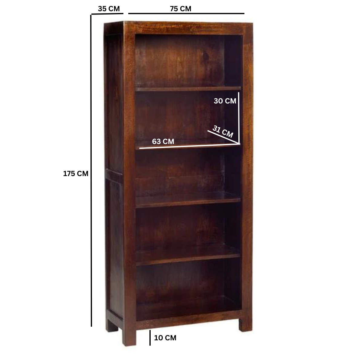 Toko Dark Mango Large Open Bookcase - Image 3