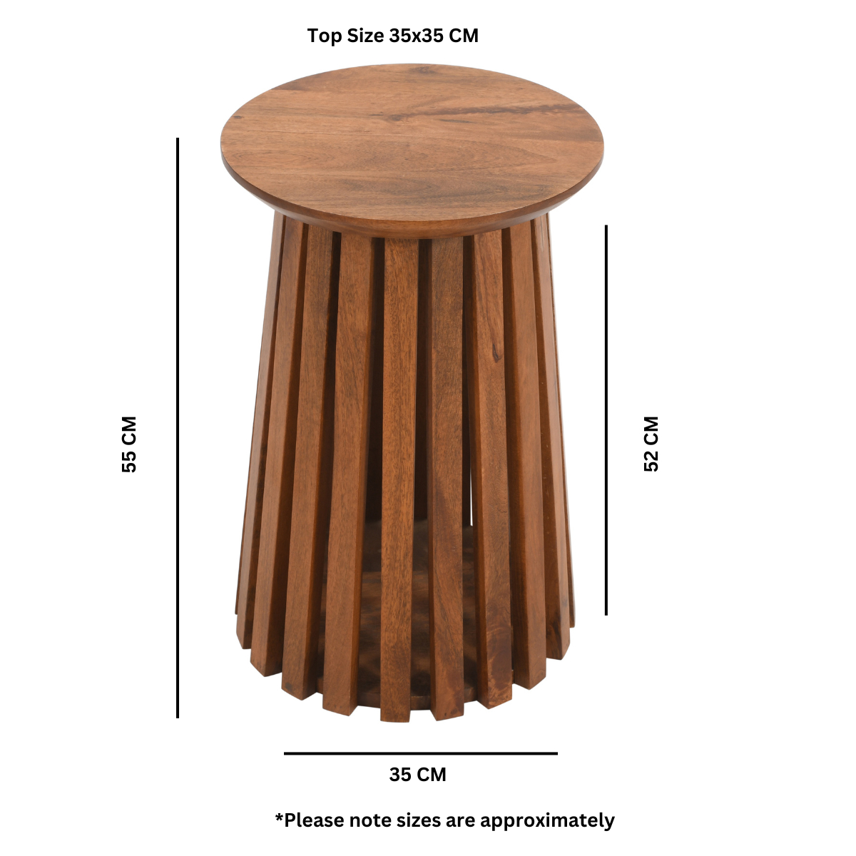 Slatted Mango Wood Side Table - Image 4