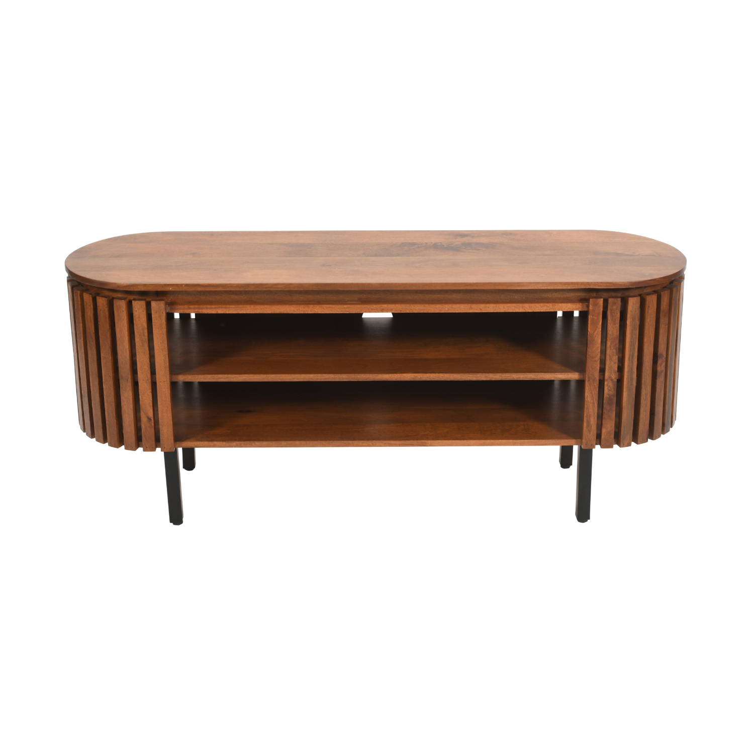 Slatted Mango Wood TV Cabinet - Image 2