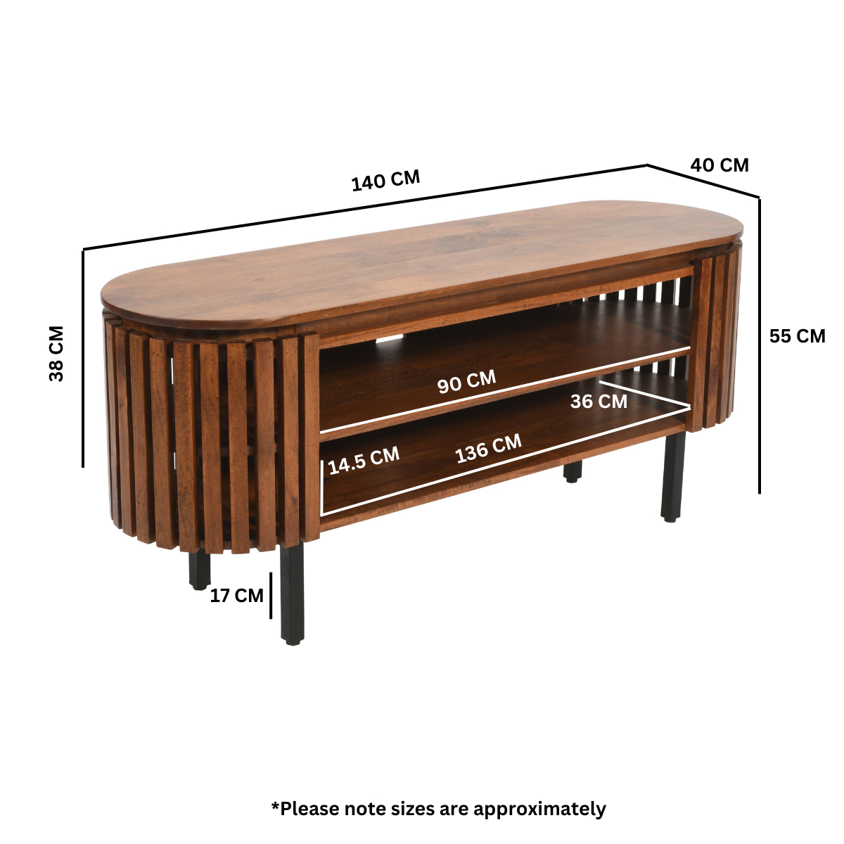 Slatted Mango Wood TV Cabinet - Image 5