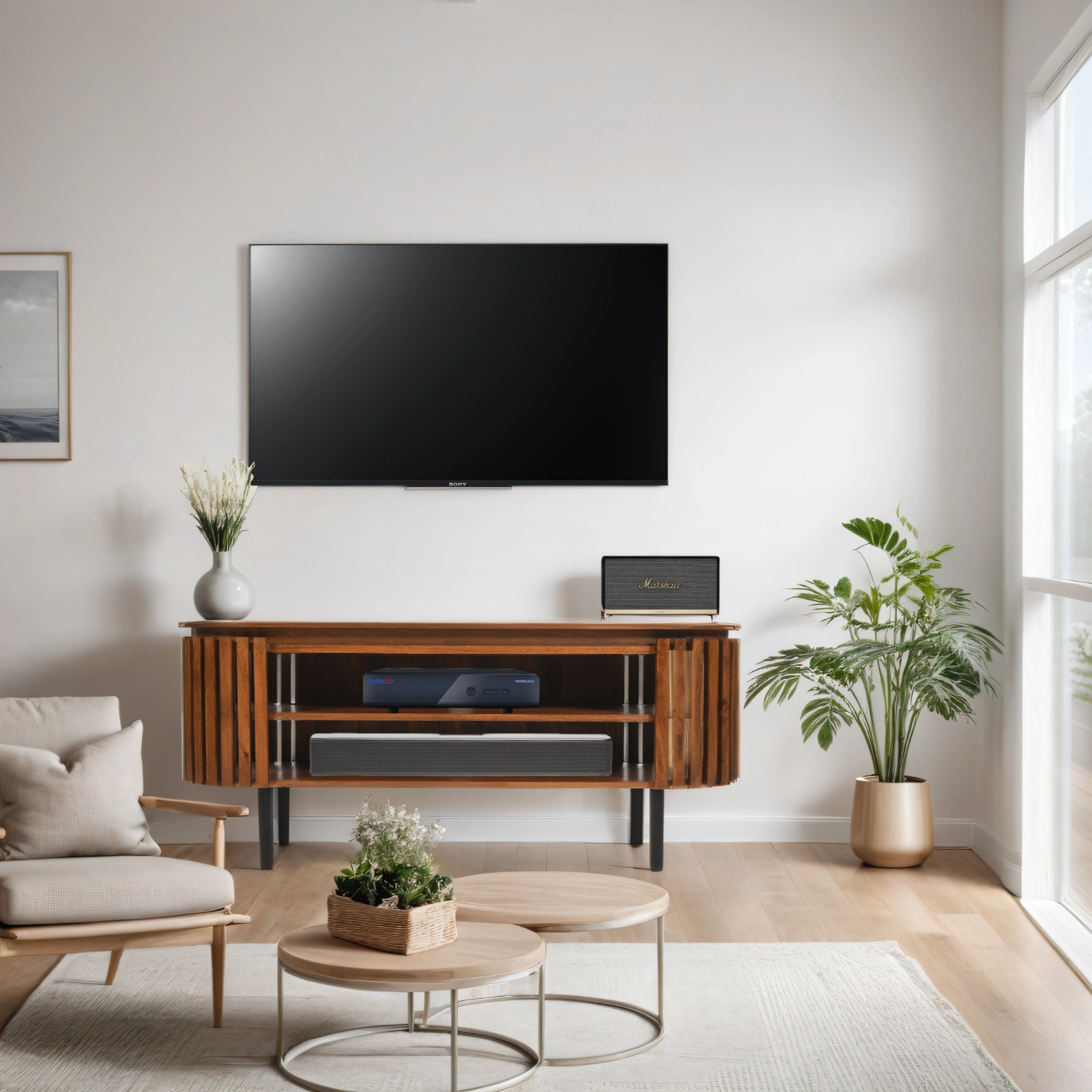 Slatted Mango Wood TV Cabinet - Image 6