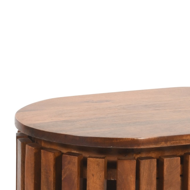 Slatted Mango Wood Bedside Table - Image 4