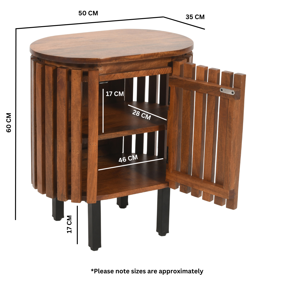 Slatted Mango Wood Bedside Table - Image 5
