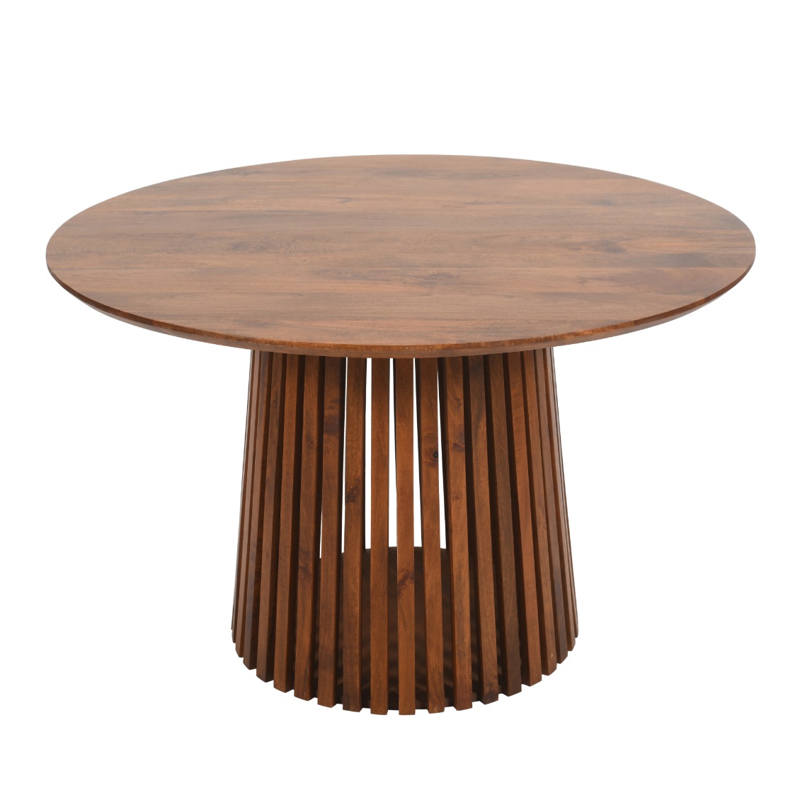 Slatted Mango Wood Round Dining Table - Image 2