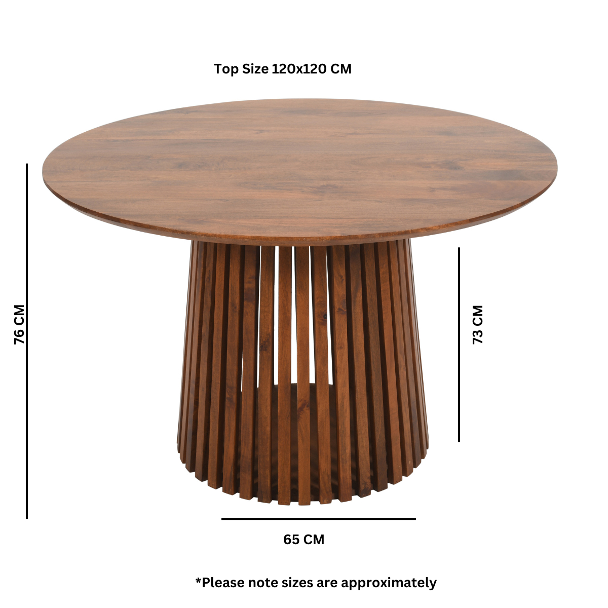 Slatted Mango Wood Round Dining Table - Image 4