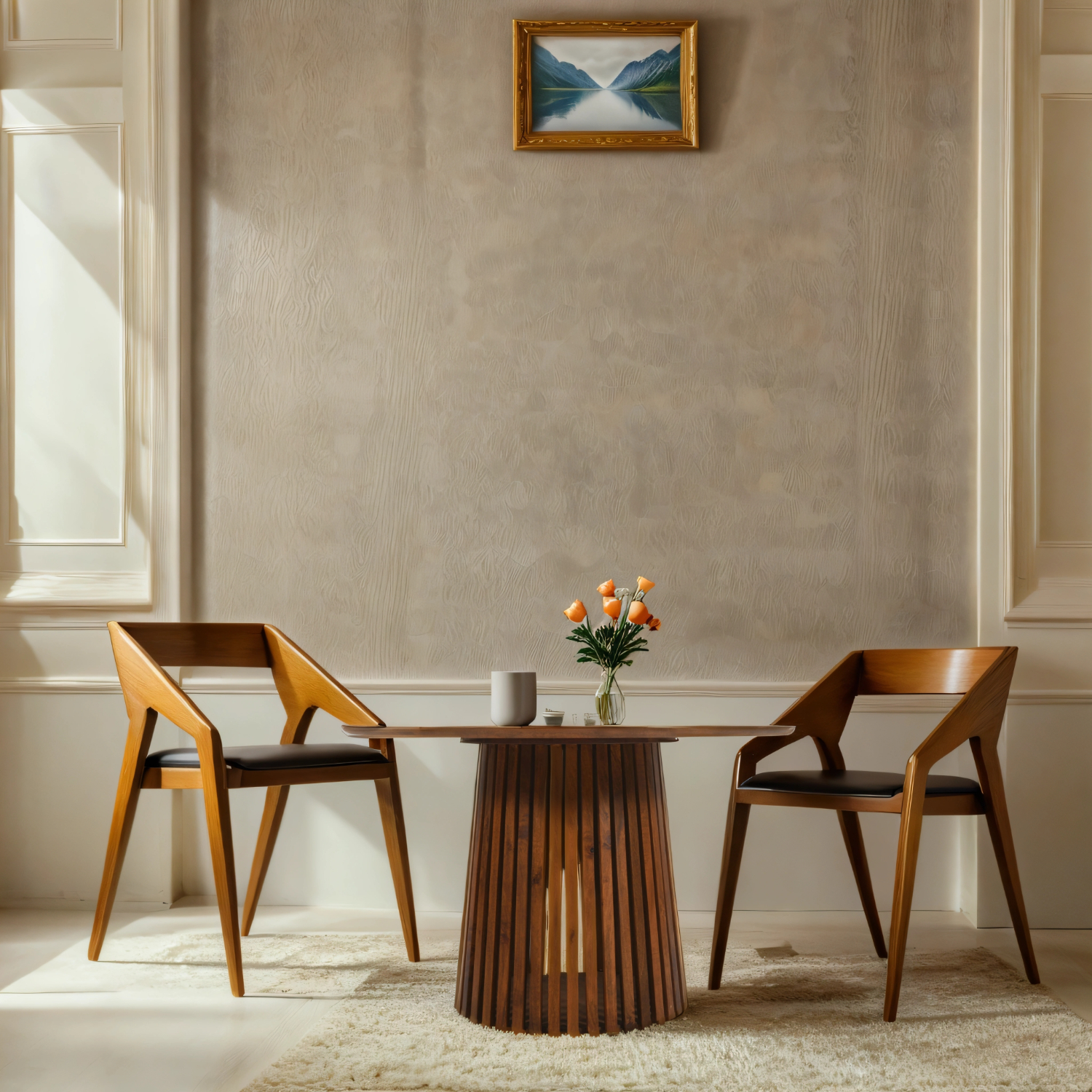 Slatted Mango Wood Round Dining Table - Image 5