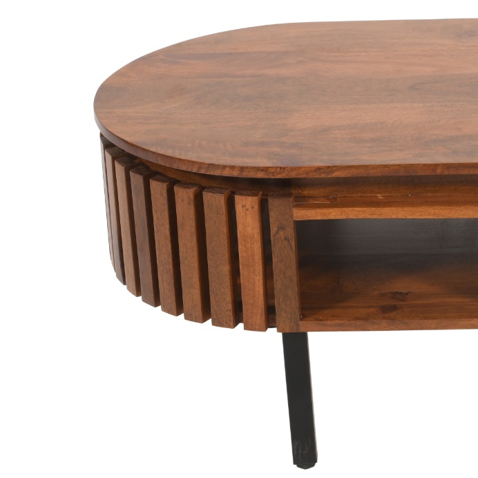 Slatted Mango Wood Coffee Table Rectangular - Image 4