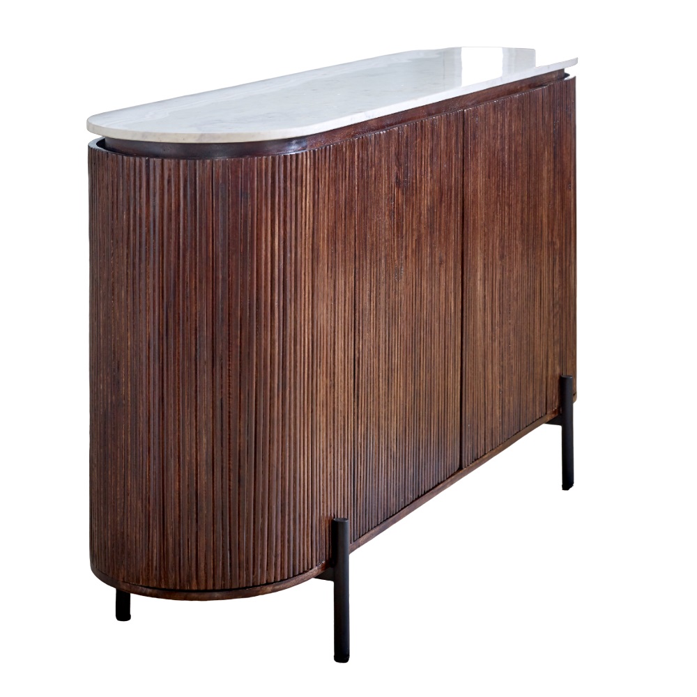 Opal Mango Wood Sideboard With Marble Top & Metal Legs - Image 10