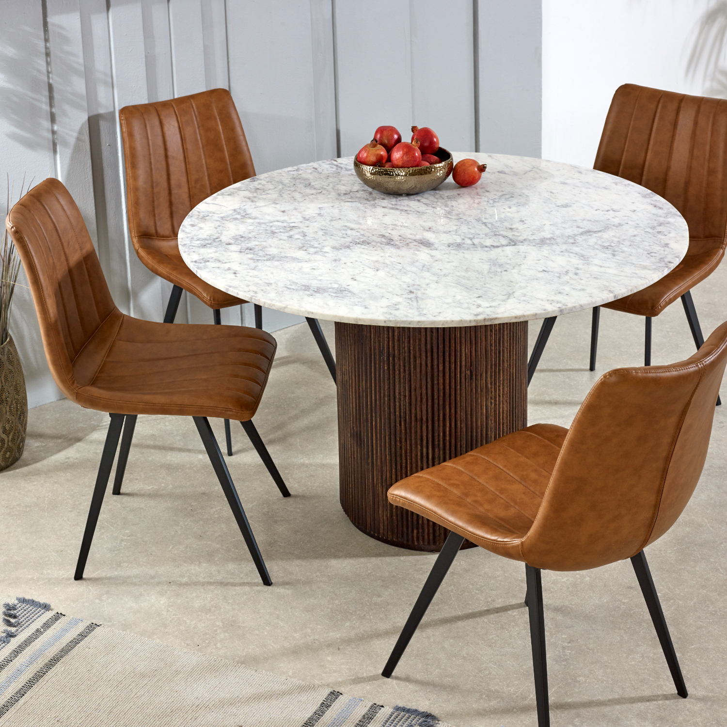 Opal Mango Wood Dining Table Round With Marble Top - Image 9