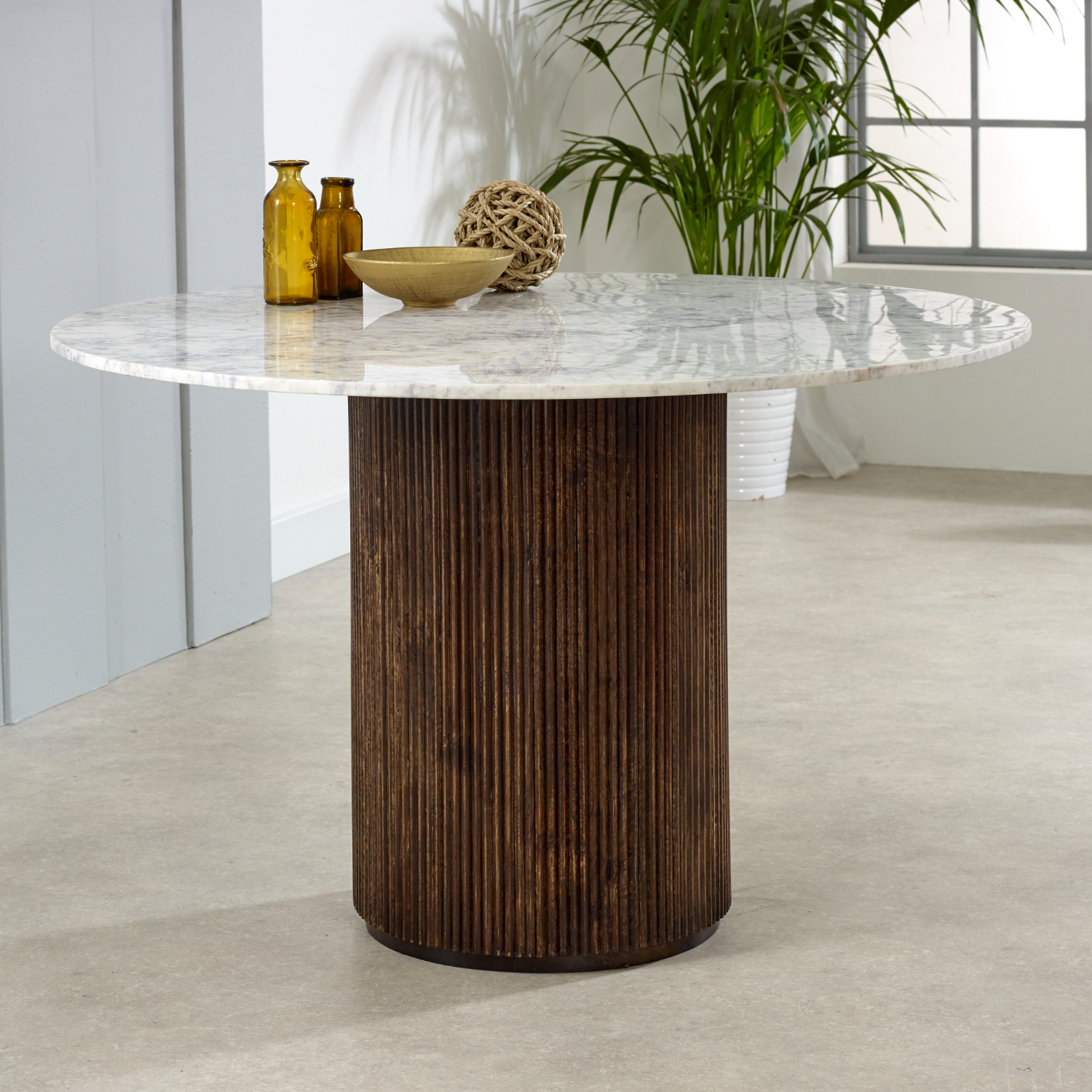 Opal Mango Wood Dining Table Round With Marble Top - Image 10