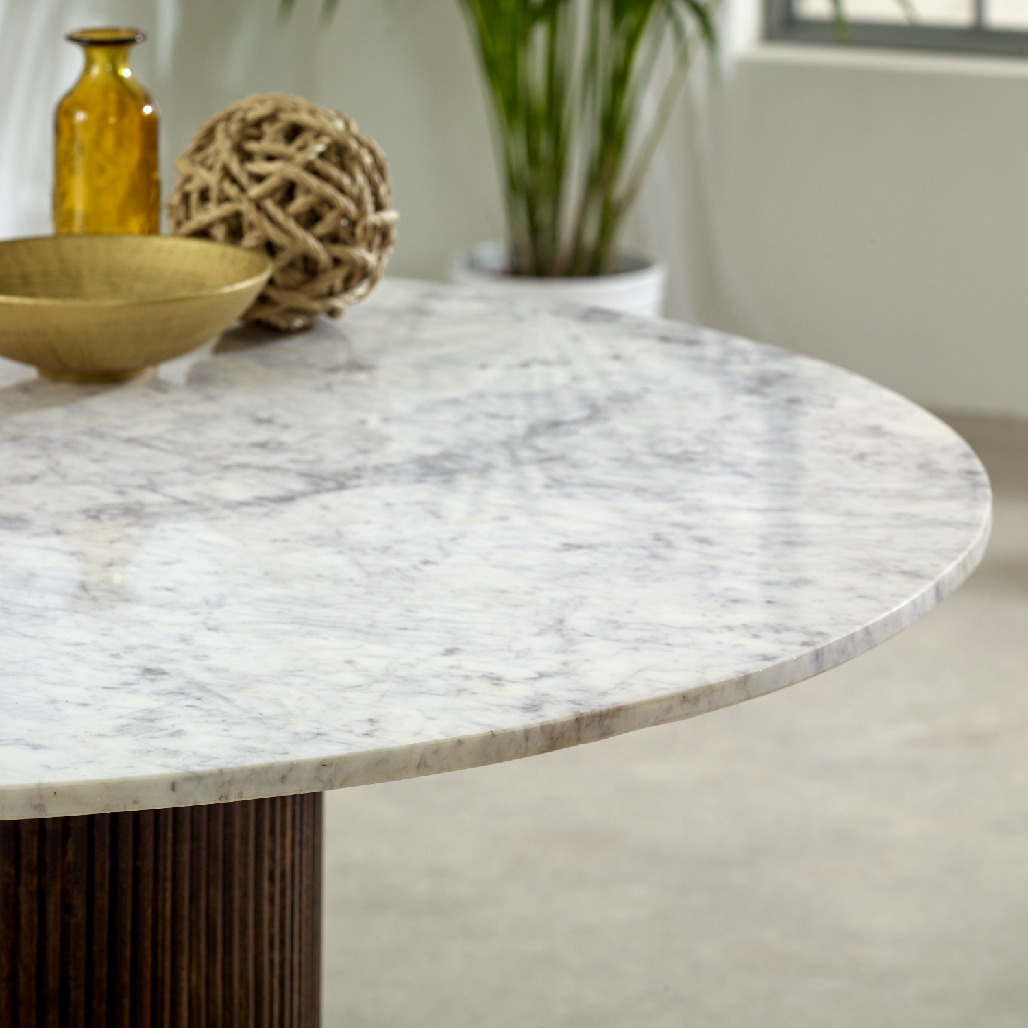Opal Mango Wood Dining Table Round With Marble Top - Image 5