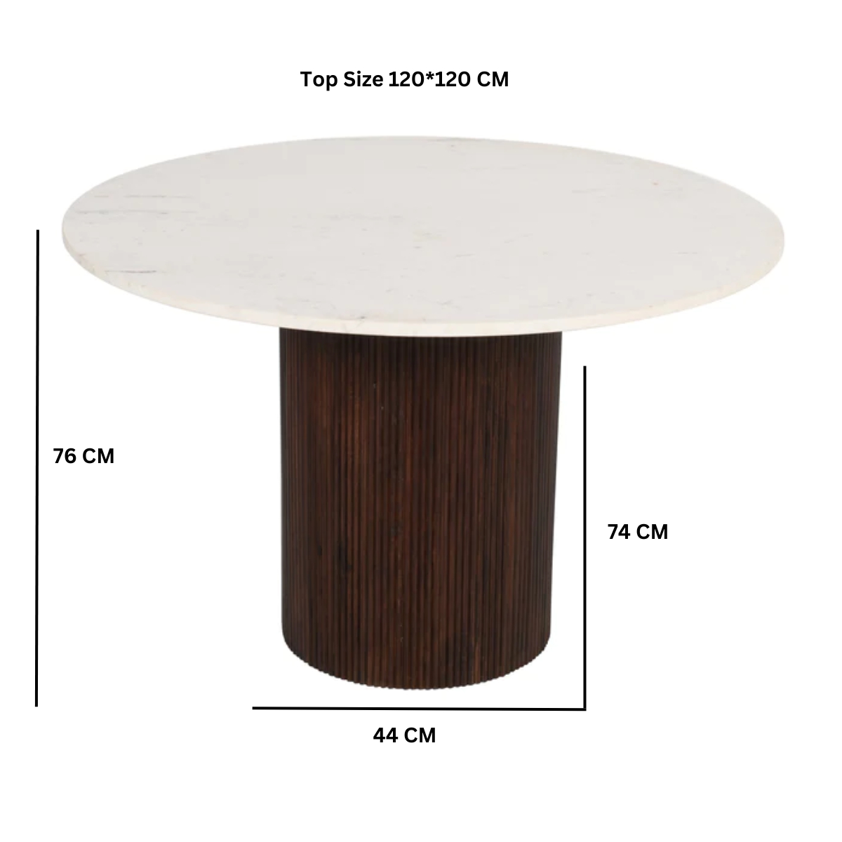 Opal Mango Wood Dining Table Round With Marble Top - Image 6