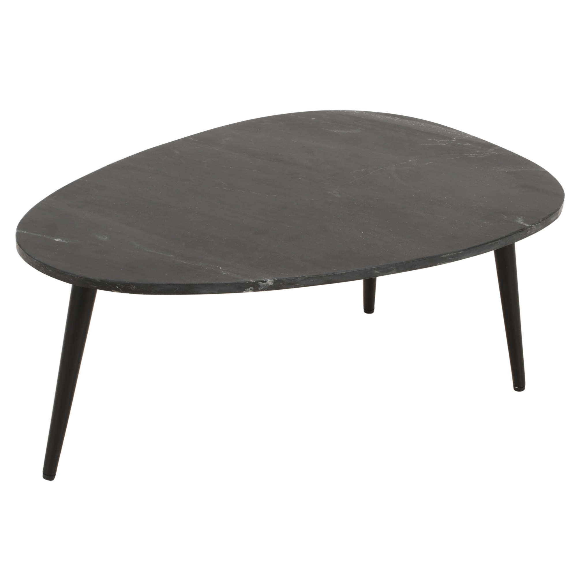 Opal Coffee Table With Black Marble Top & Metal Legs - Image 2