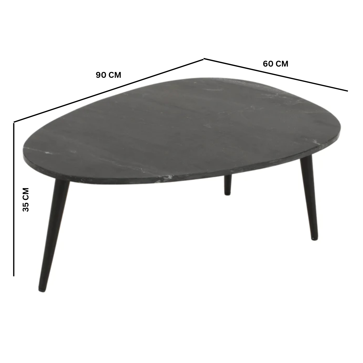 Opal Coffee Table With Black Marble Top & Metal Legs - Image 5