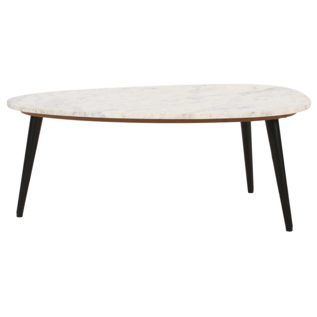 Opal Coffee Table With White Marble Top & Metal Legs