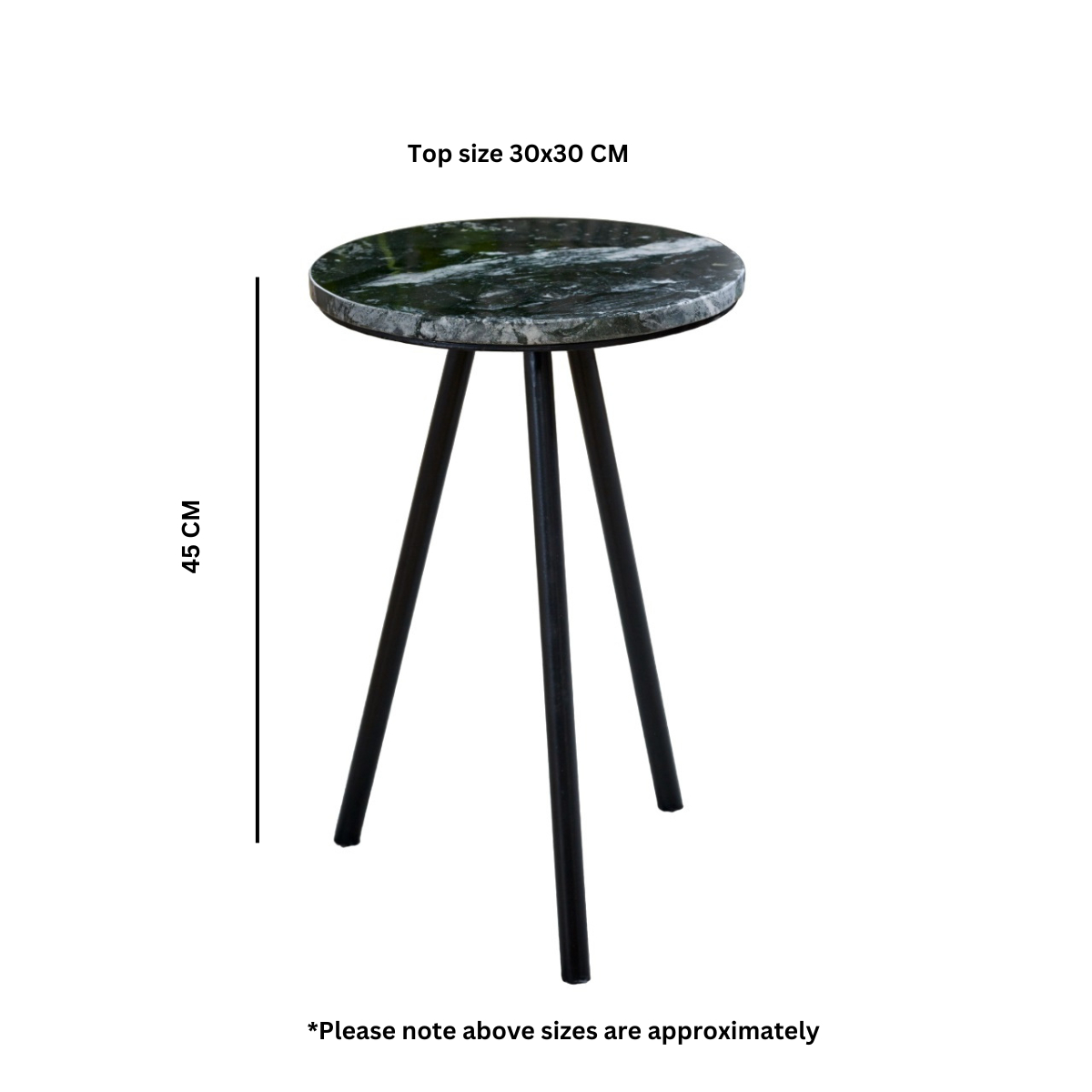Opal Side Table With Black Marble Top & Metal Legs - Image 3