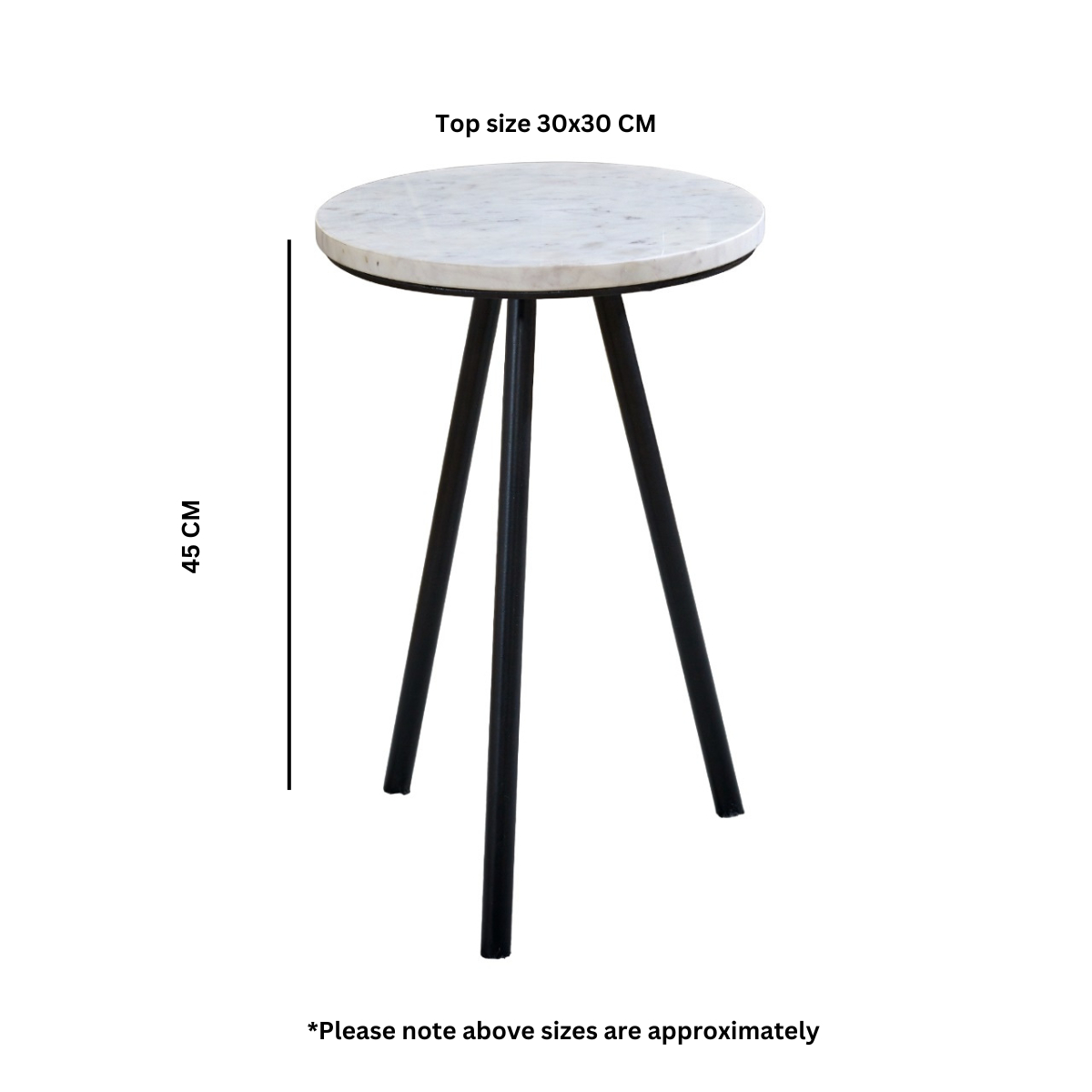 Opal Side Table With White Marble Top & Metal Legs - Image 4