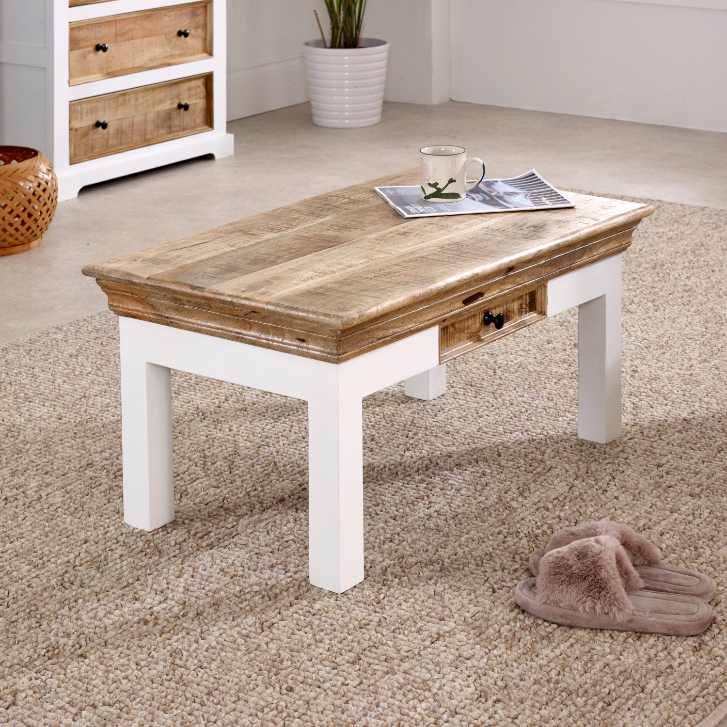 Alfie Coffee Table With Drawer Solid Mango Wood - Image 10