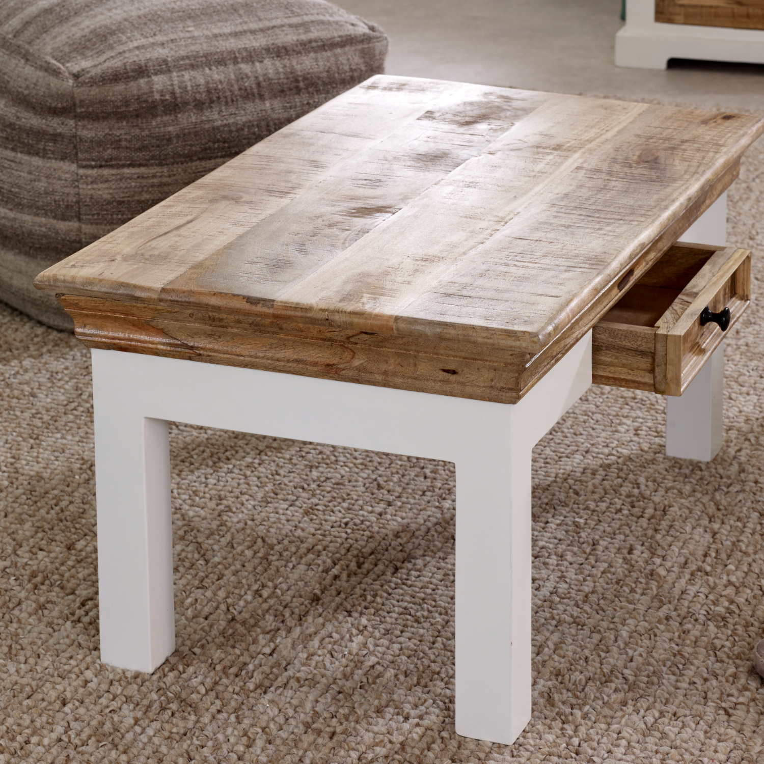 Alfie Coffee Table With Drawer Solid Mango Wood - Image 4