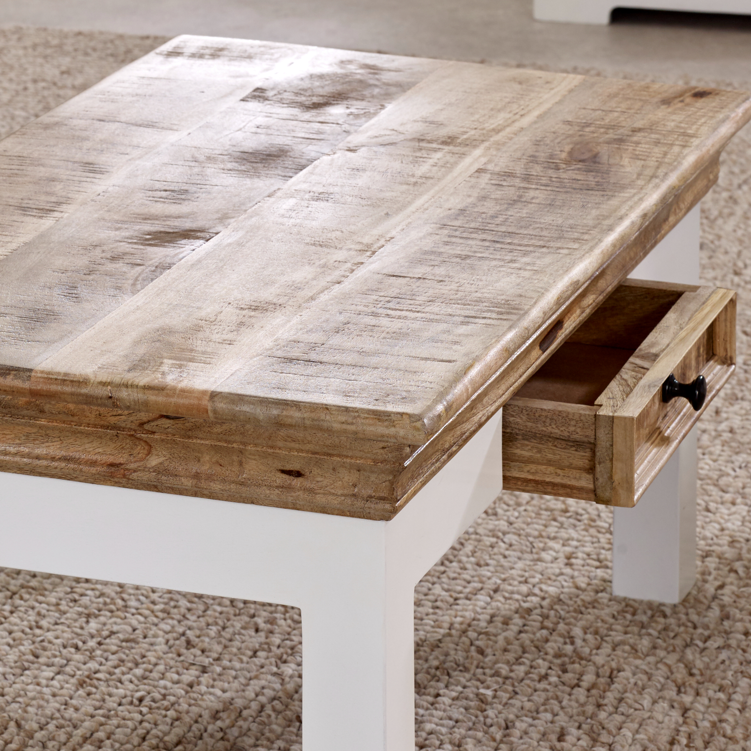 Alfie Coffee Table With Drawer Solid Mango Wood - Image 7