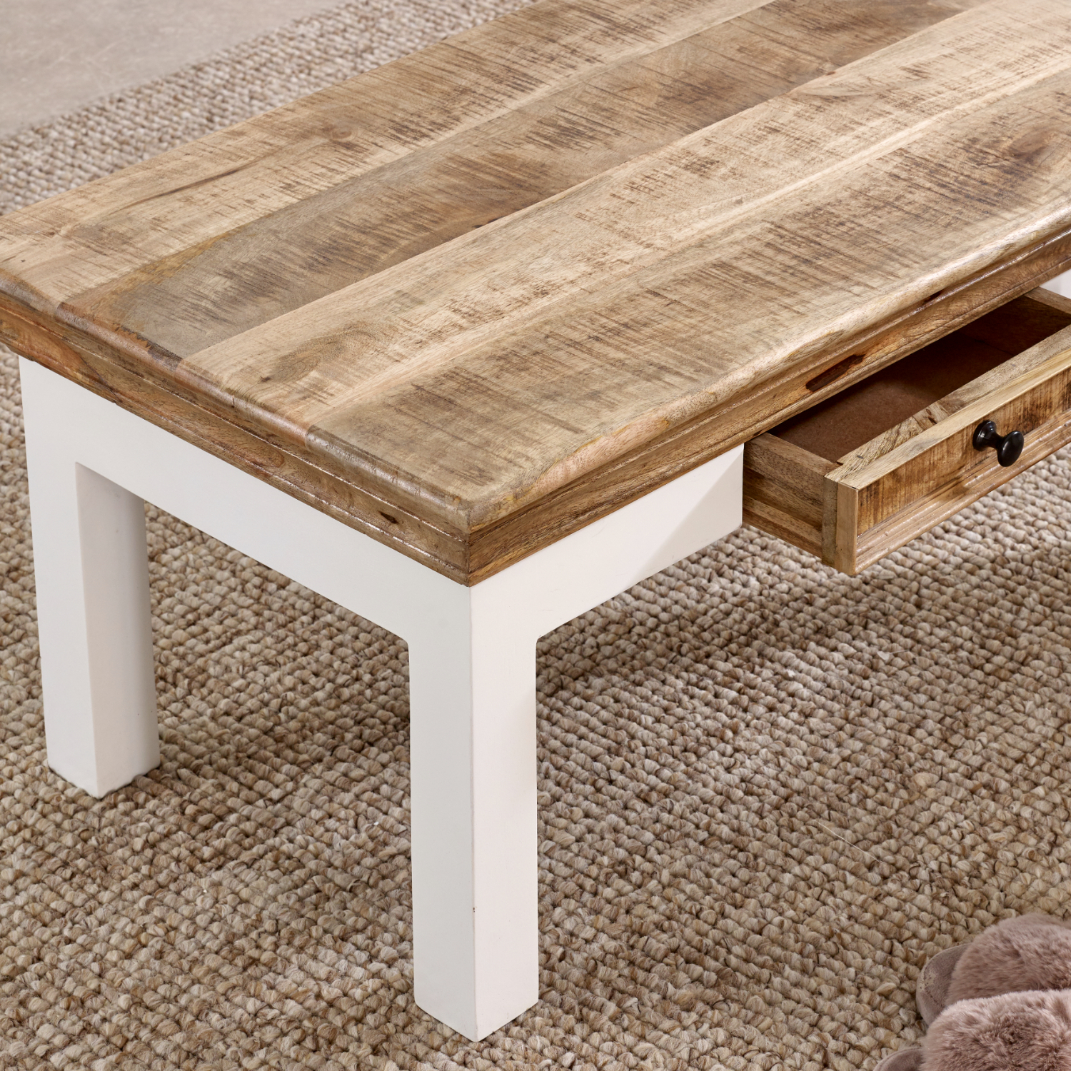Alfie Coffee Table With Drawer Solid Mango Wood - Image 6