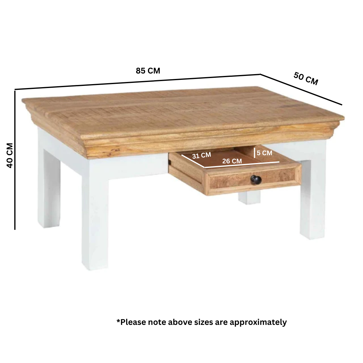 Alfie Coffee Table With Drawer Solid Mango Wood - Image 9