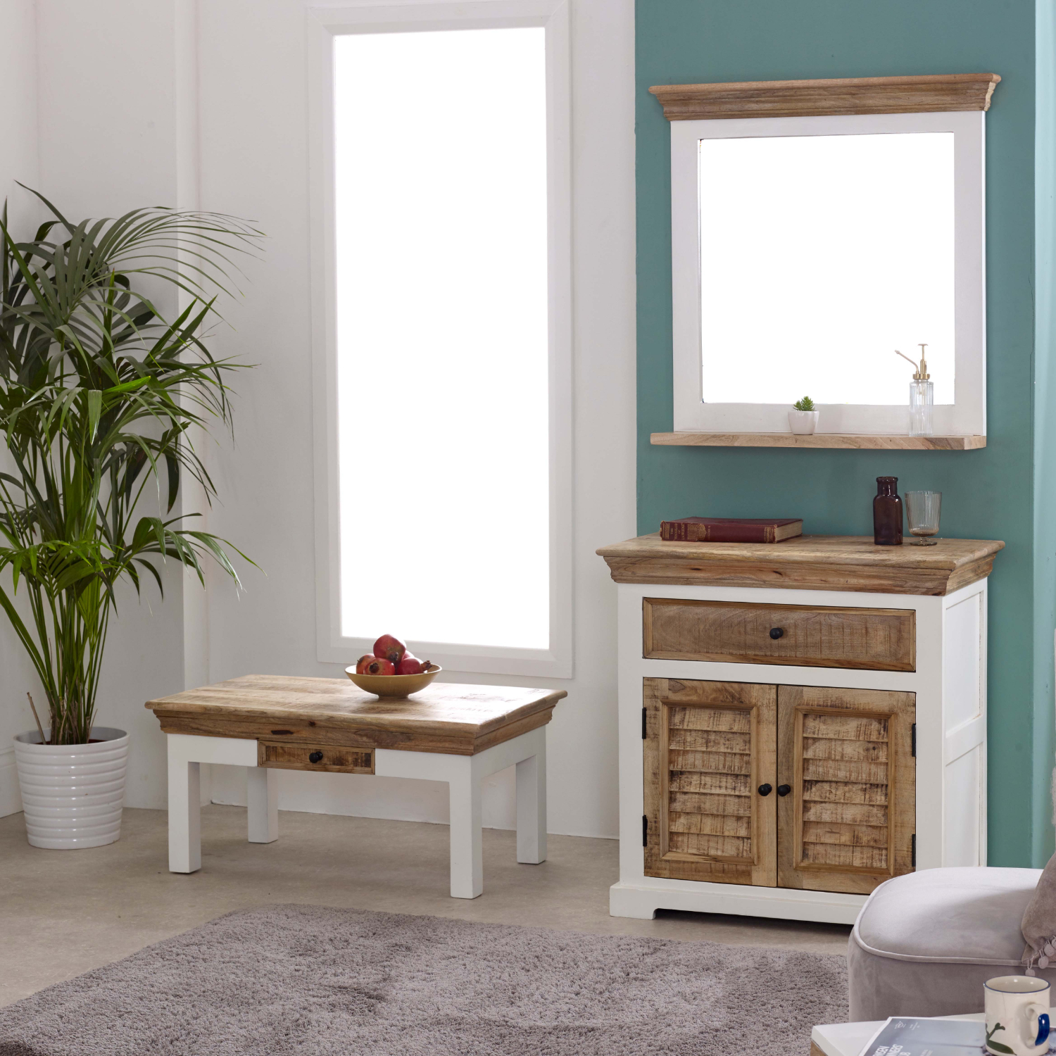 Alfie Mirror Frame With Shelf Solid Mango Wood - Image 9