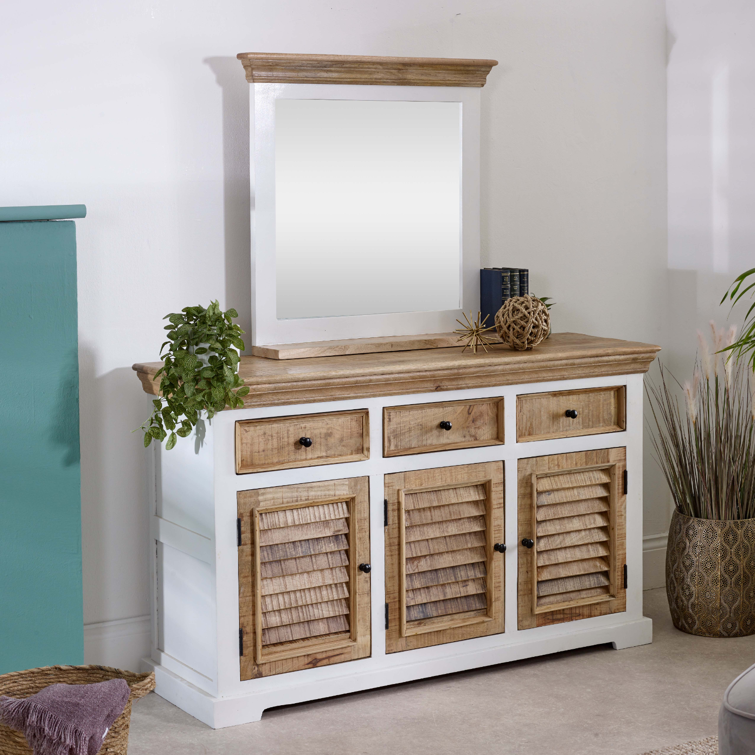 Alfie Mirror Frame With Shelf Solid Mango Wood - Image 11