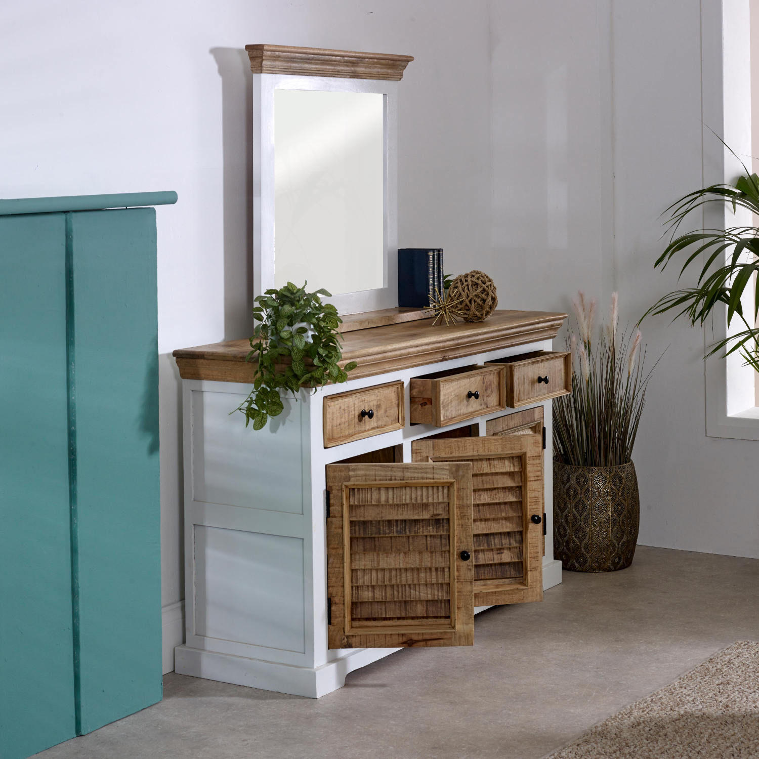 Alfie Mirror Frame With Shelf Solid Mango Wood - Image 2
