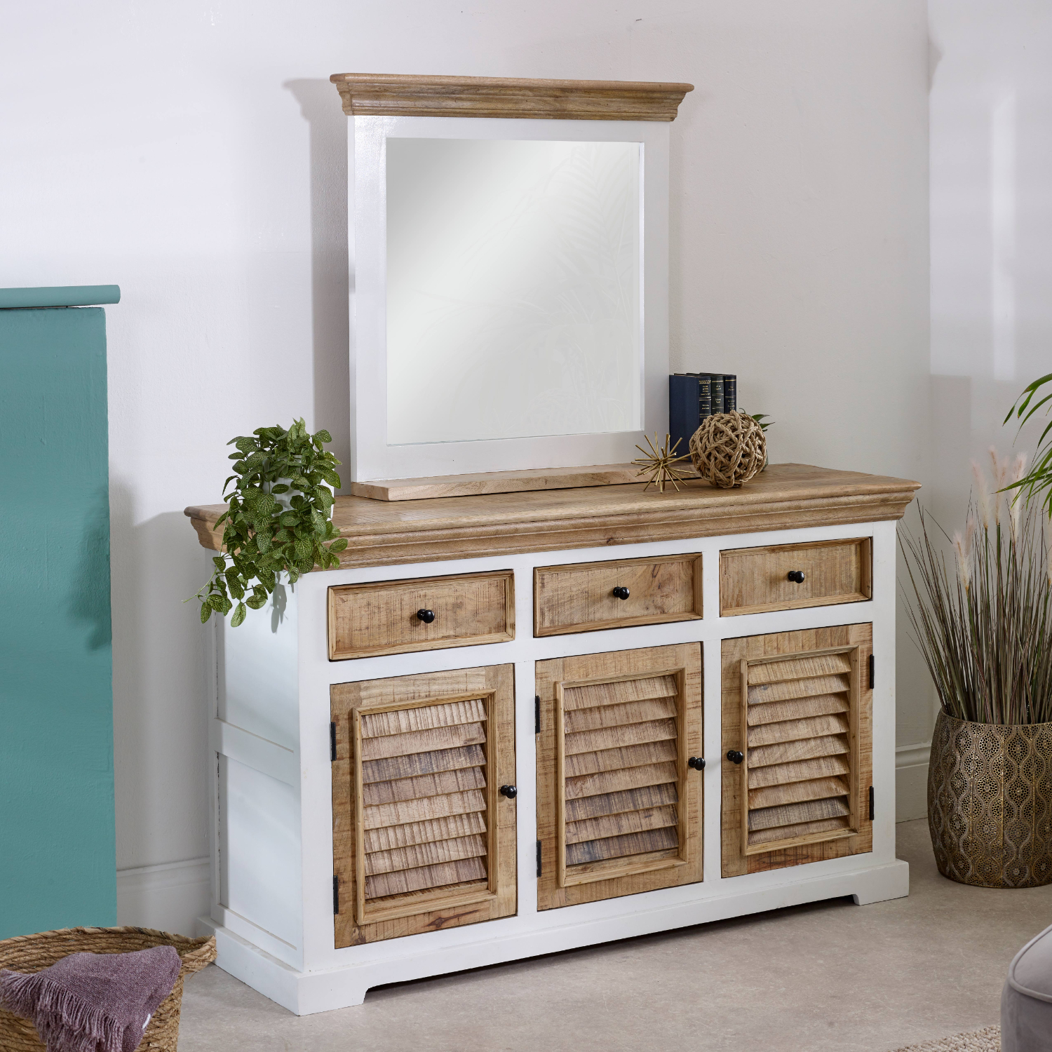 Alfie Mirror Frame With Shelf Solid Mango Wood - Image 3