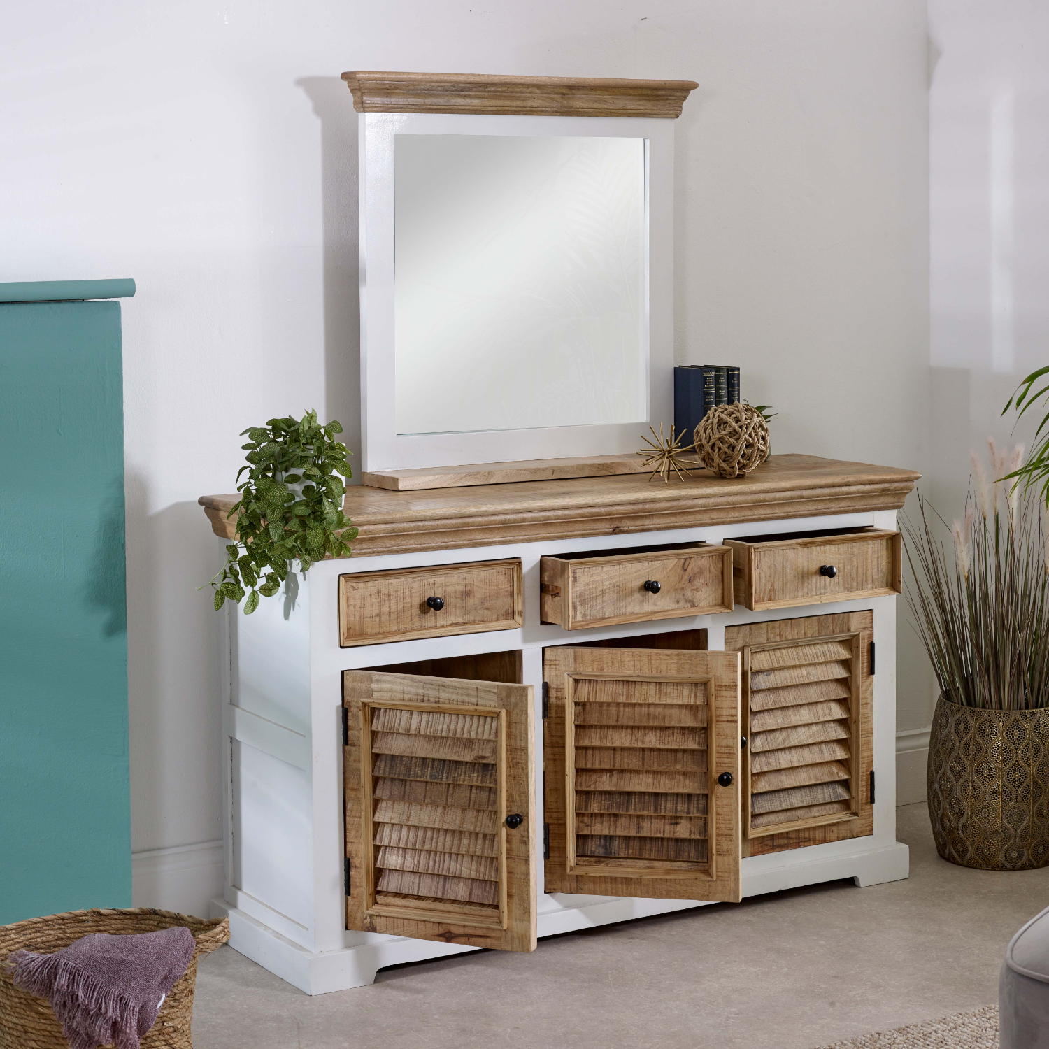 Alfie Mirror Frame With Shelf Solid Mango Wood - Image 4