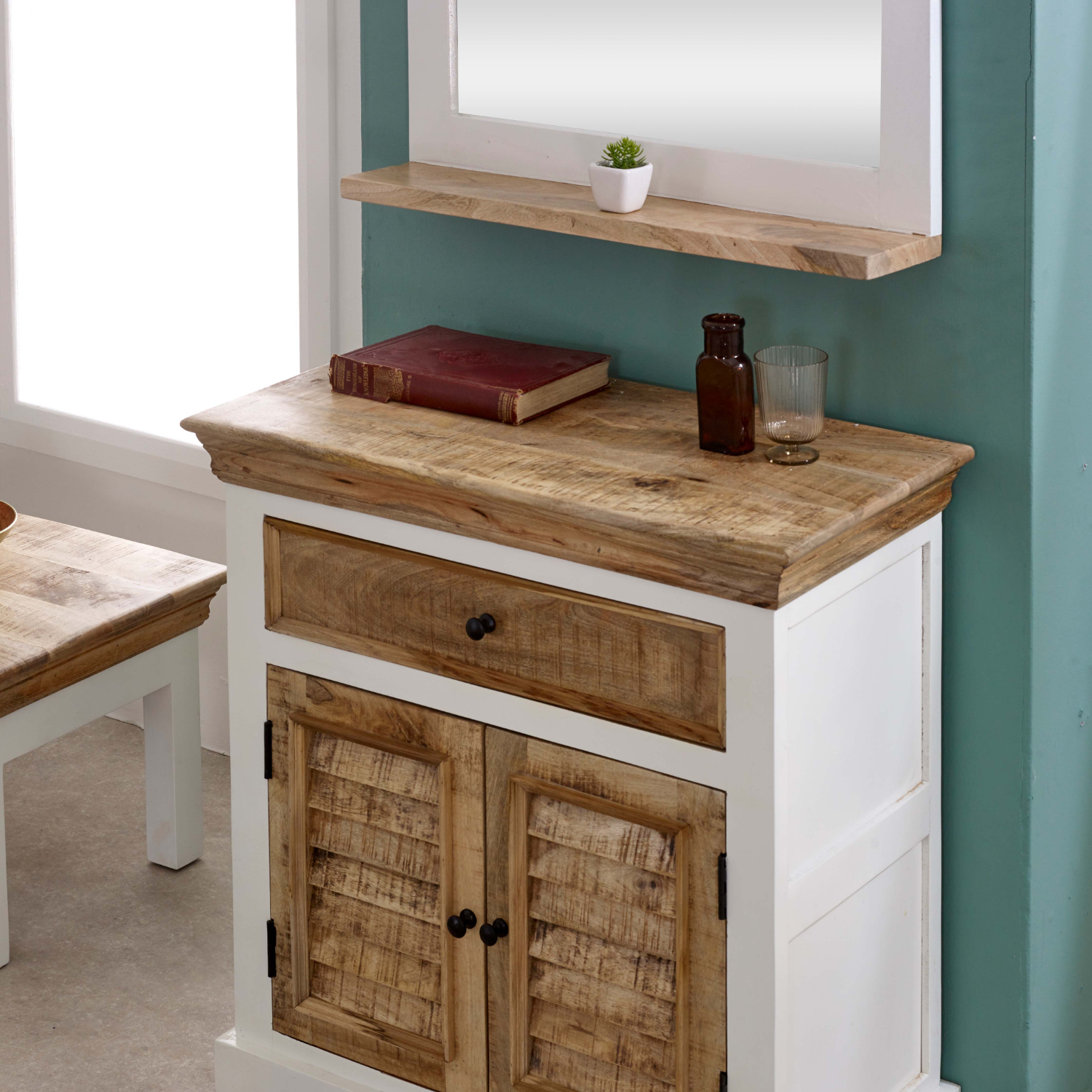 Alfie Mirror Frame With Shelf Solid Mango Wood - Image 6