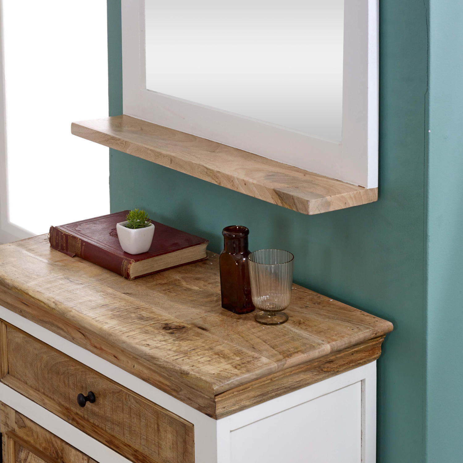 Alfie Mirror Frame With Shelf Solid Mango Wood - Image 5