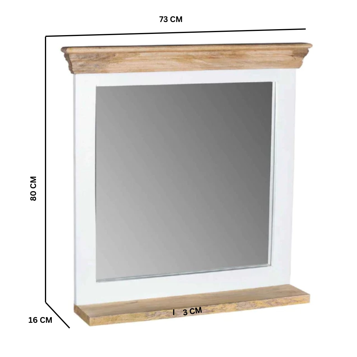 Alfie Mirror Frame With Shelf Solid Mango Wood - Image 7