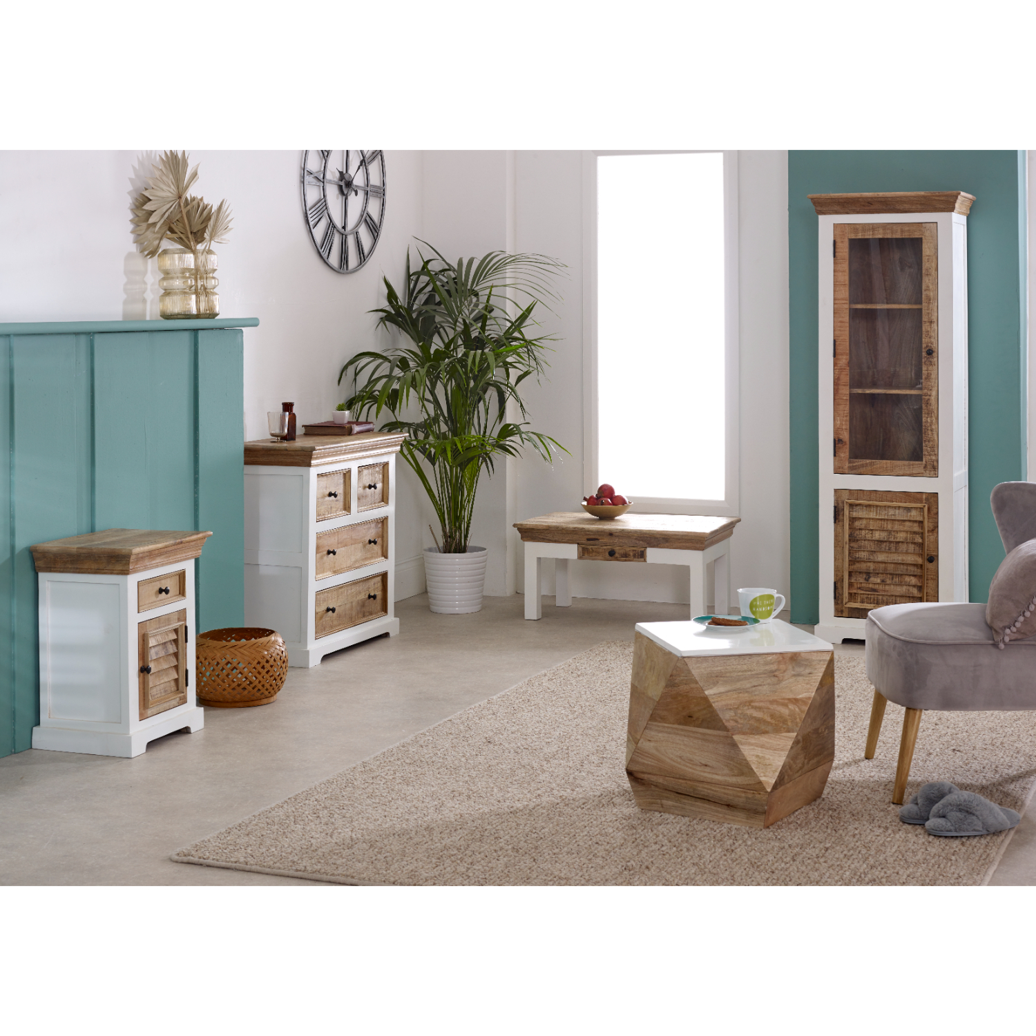 Alfie Solid Mango Wood Bedside Cabinet 1 Drawer + 1 Door - Image 8
