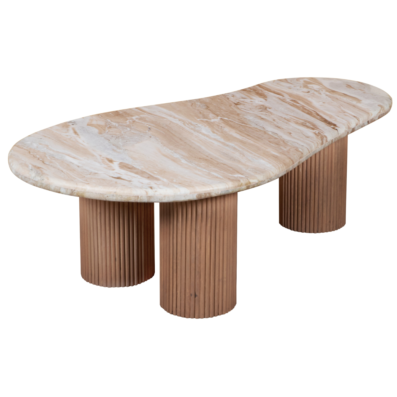 Ashford Natural Marble & Wood Pedestal Coffee Table - Image 2