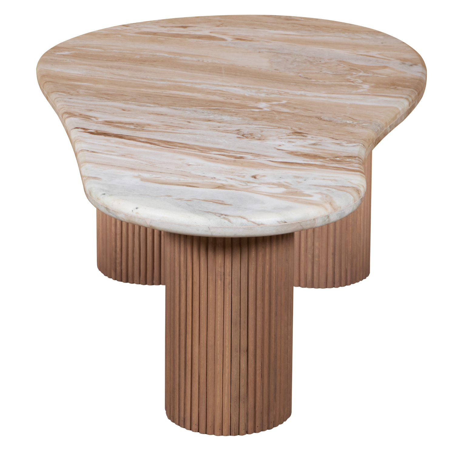 Ashford Natural Marble & Wood Pedestal Coffee Table - Image 3