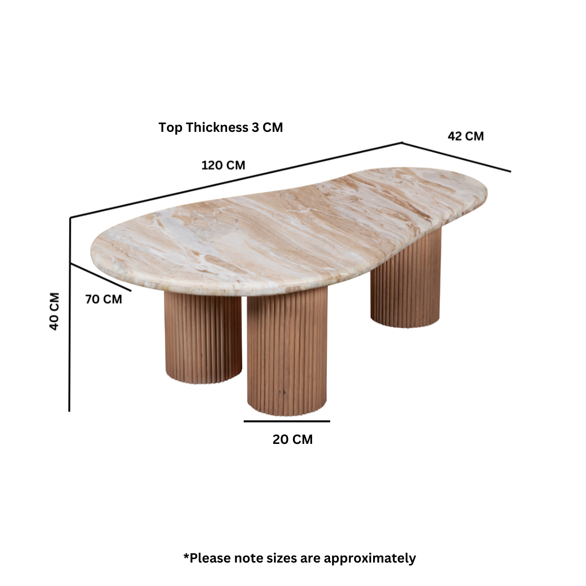 Ashford Natural Marble & Wood Pedestal Coffee Table - Image 4