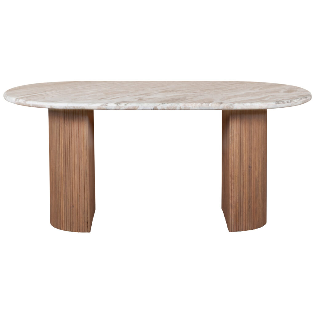 Ashford Natural Marble & Wood Pedestal 6-8 Seater Dining Table