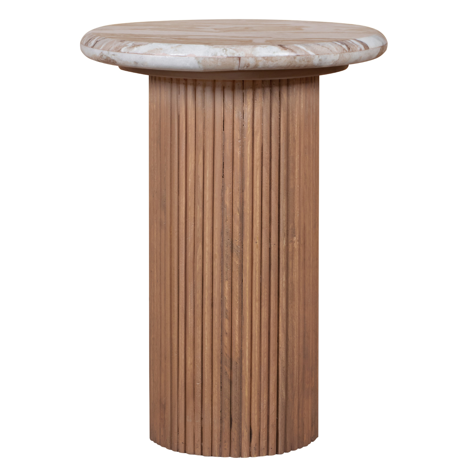 Ashford Natural Marble & Wood Pedestal Side Table - Image 2