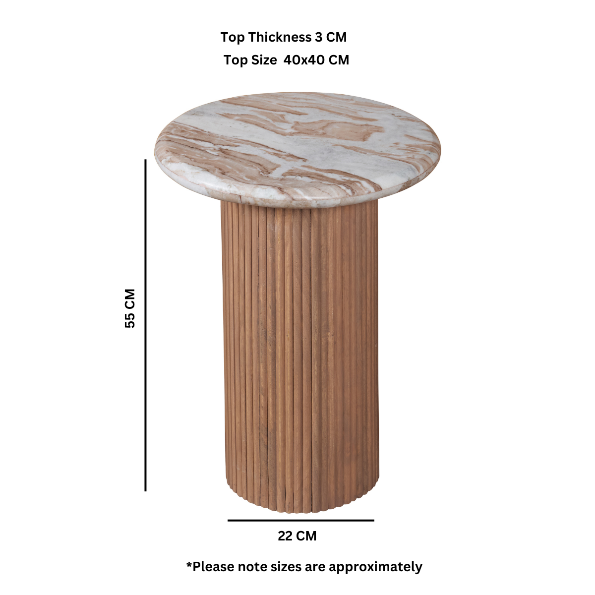 Ashford Natural Marble & Wood Pedestal Side Table - Image 3