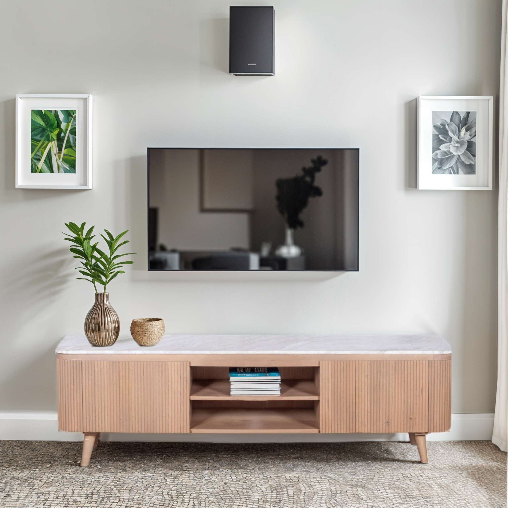 Ashford Natural Marble & Wood Large Tv Cabinet - Image 6
