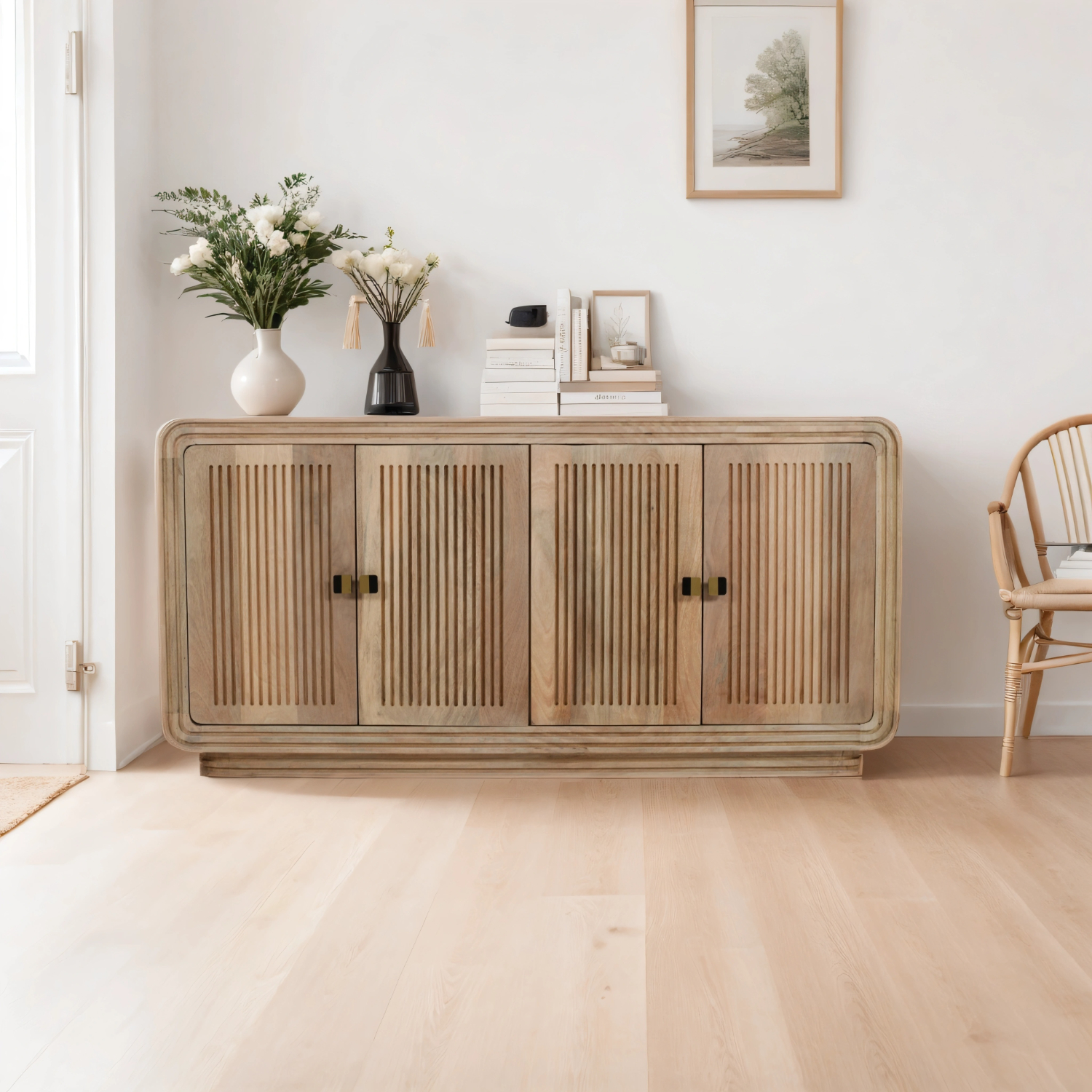 Hudson Carved Mango Wood 4 Doors Large Sideboard - Image 6