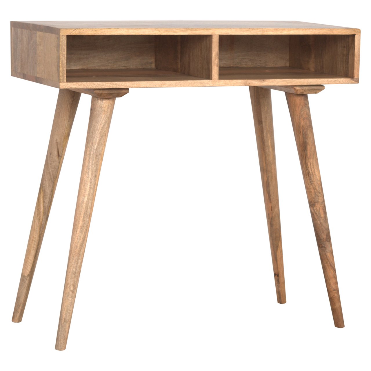 Solid Mango Wood Scandinavian Style 2 Open Shelves Writing Desk - Image 3