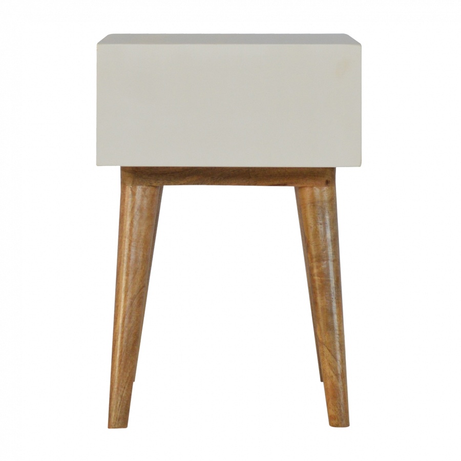 Solid Mango Wood Oak Finished 1 Drawer Hand Painted Mocha Bedside - Image 8