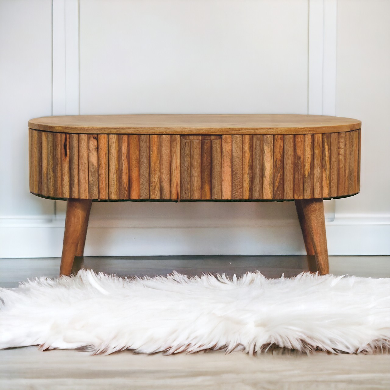 Solid Mango Wood Oak Finished Mokka Coffee Table