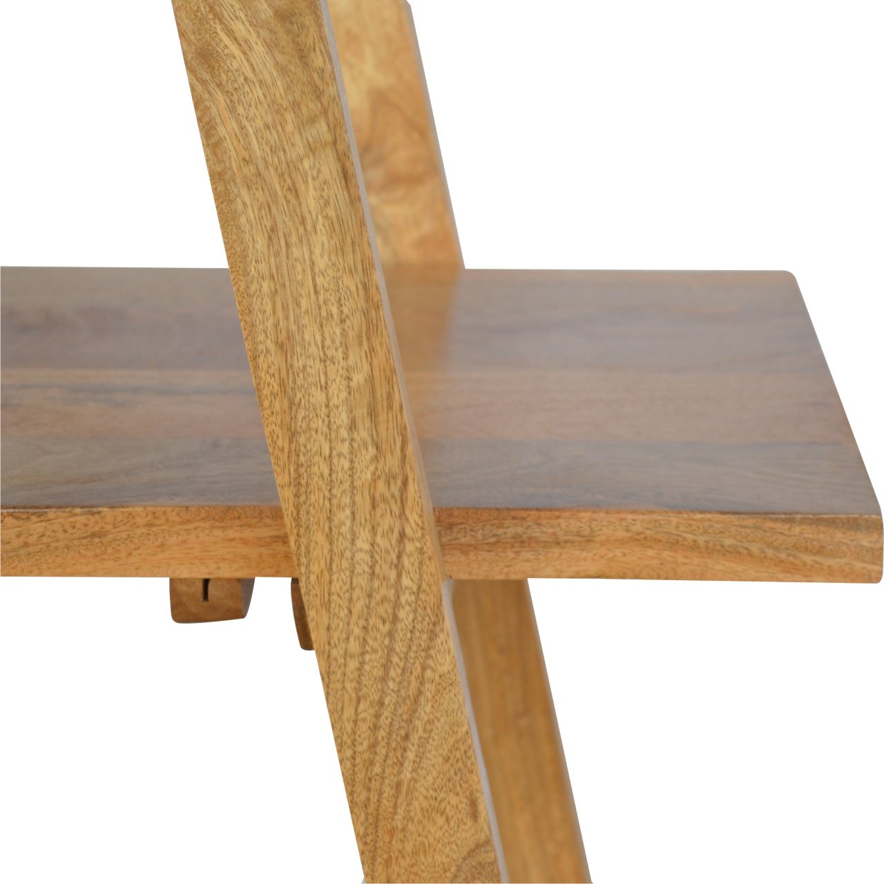 Solid Mango Wood Oak Finished Ladder Style Open Display Unit - Image 4